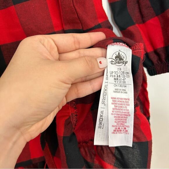 Disney Store Minnie Mouse Girl M Red Black Plaid Christmas Dress Holiday Festive - Picture 8 of 10